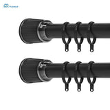 YIJIALE No Drill Black Metal Window Adjustable Telescopic Extendable Curtain Rod