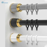 YIJIALE No Drill Black Metal Window Adjustable Telescopic Extendable Curtain Rod